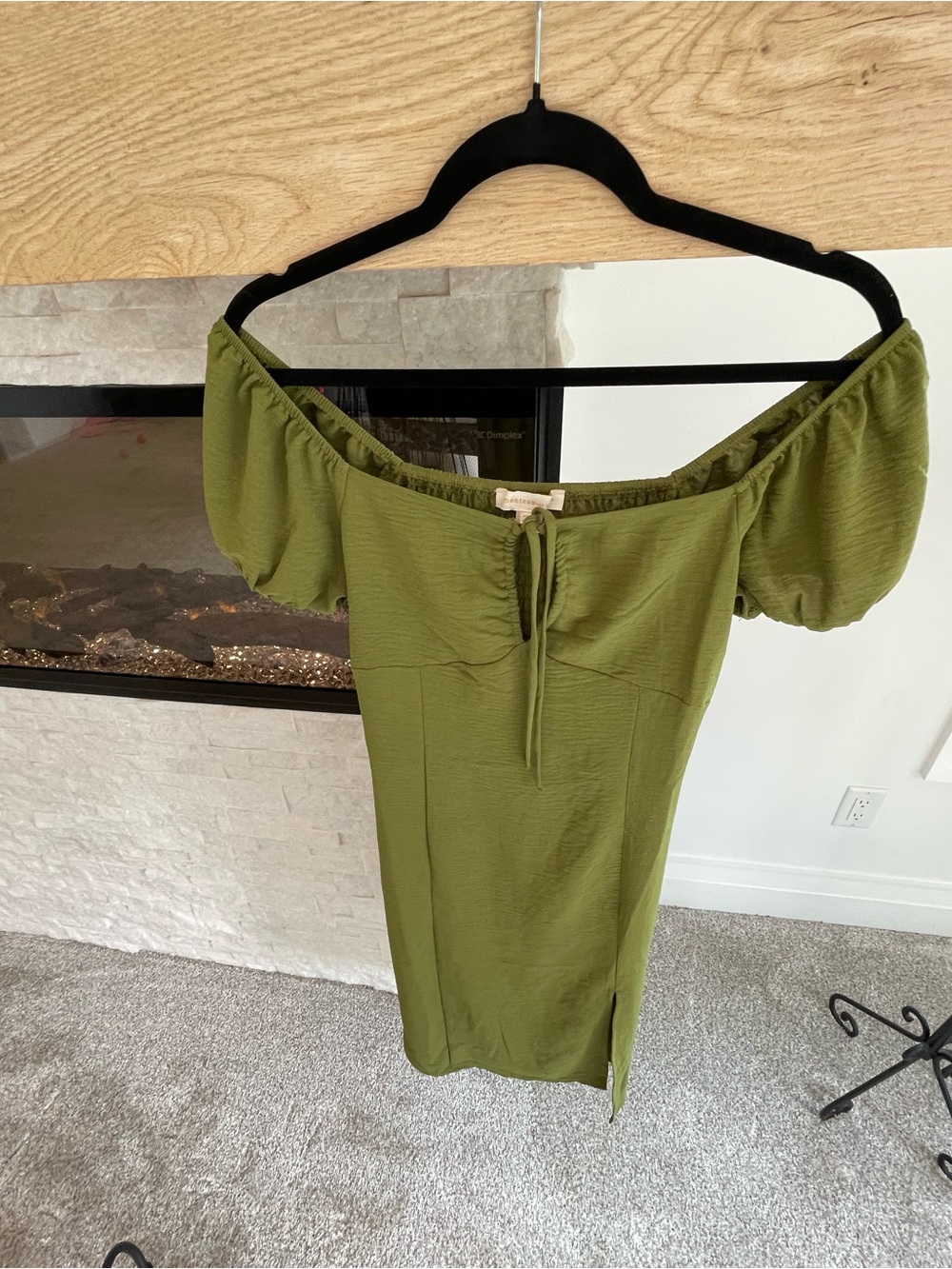 Olive Green On or Off-Shoulder Maxi Dress